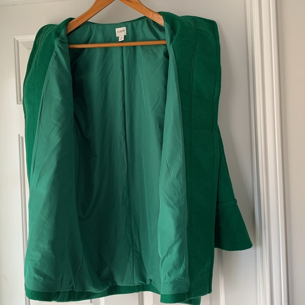 J.Crew Green Wool Blend Mockneck Zip Up Coat - Picture 9 of 16